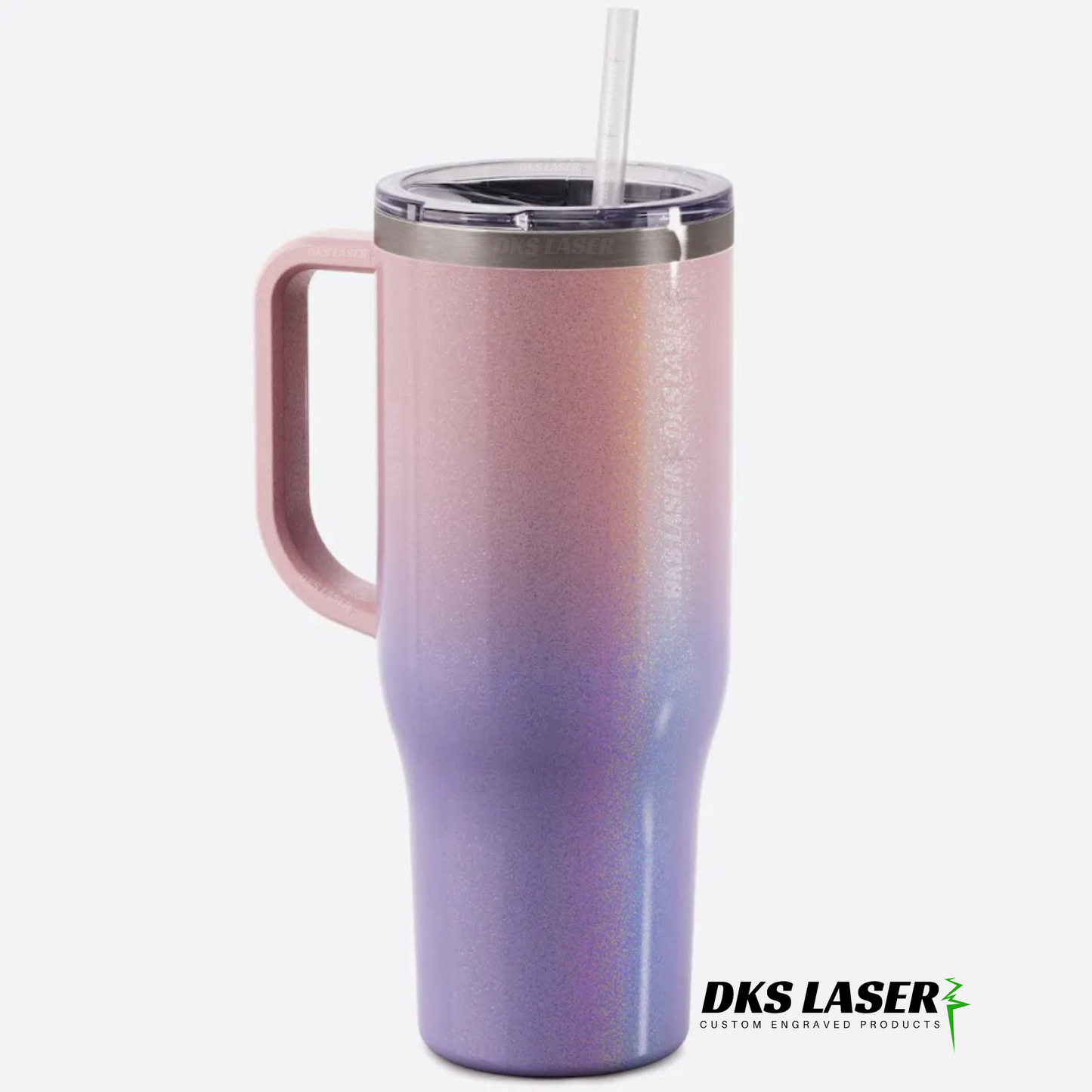 Custom Engraved Tumbler With Handle and Straw, 40oz Stainless
